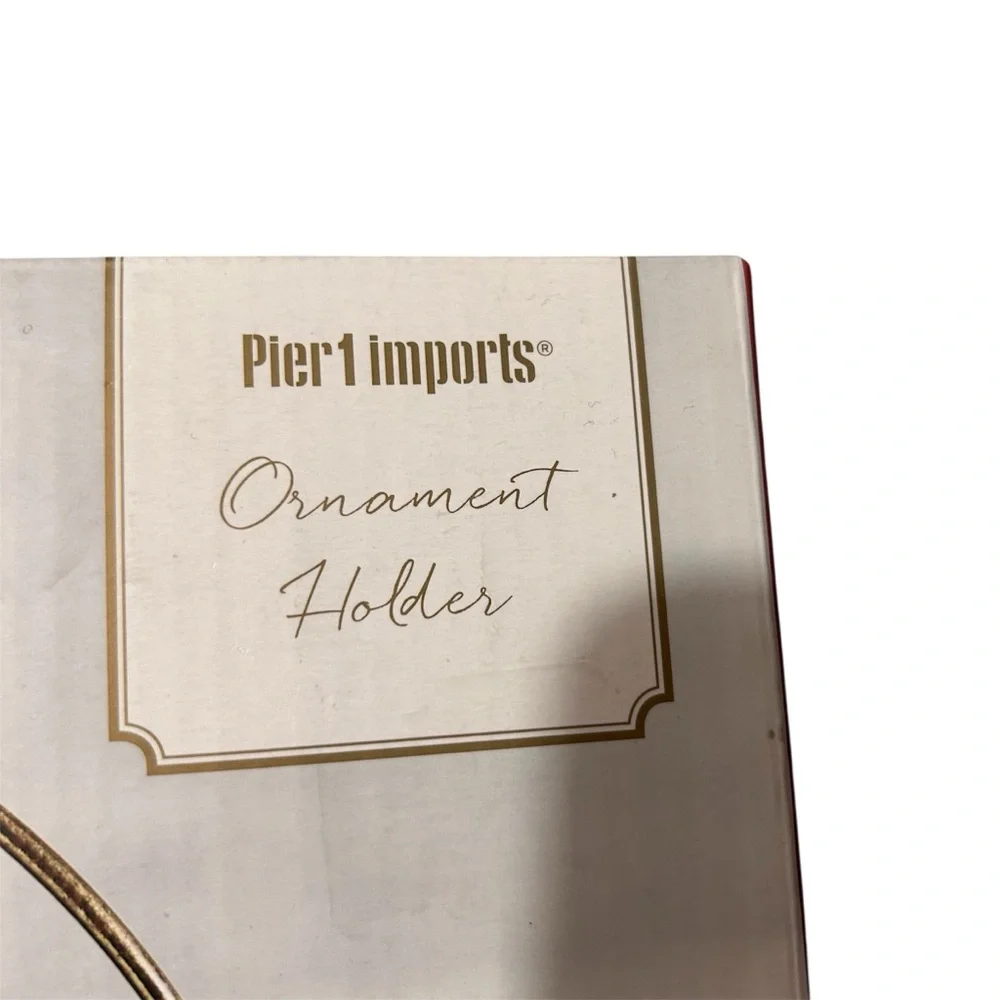 Pier 1 Imports Christmas ornament display holder foldable gold tone-9.25” Metal